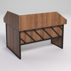 Стол эргономичный офисный СЭ-14 (правосторонний) с экраном СТРОНГ в стиле ЛОФТ декор №2, Орех