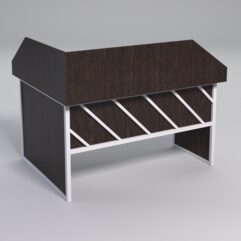 Стол эргономичный офисный СЭ-14 (правосторонний) с экраном СТРОНГ в стиле ЛОФТ декор №2, Дуб Венге + металлический каркас Белый