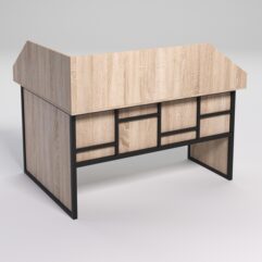 Стол эргономичный офисный СЭ-14 (правосторонний) с экраном СТРОНГ в стиле ЛОФТ декор №3, Дуб Сонома