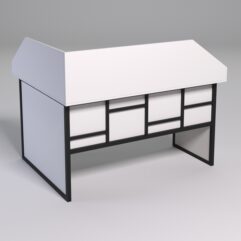 Стол эргономичный офисный СЭ-14 (правосторонний) с экраном СТРОНГ в стиле ЛОФТ декор №3, Белый