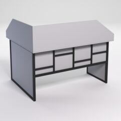 Стол эргономичный офисный СЭ-14 (правосторонний) с экраном СТРОНГ в стиле ЛОФТ декор №3, Серый