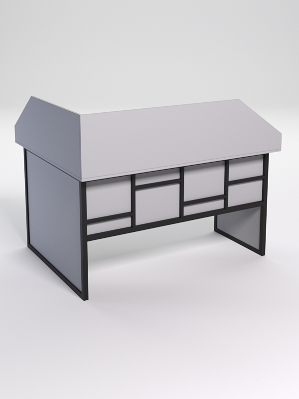 Стол эргономичный офисный СЭ-14 (правосторонний) с экраном СТРОНГ в стиле ЛОФТ декор №3, Серый