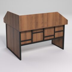 Стол эргономичный офисный СЭ-14 (правосторонний) с экраном СТРОНГ в стиле ЛОФТ декор №3, Орех