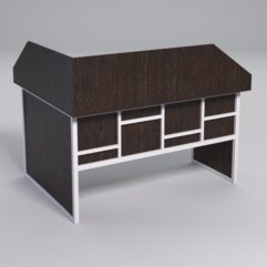 Стол эргономичный офисный СЭ-14 (правосторонний) с экраном СТРОНГ в стиле ЛОФТ декор №3, Дуб Венге + металлический каркас Белый