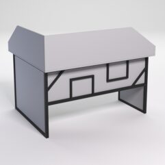 Стол эргономичный офисный СЭ-14 (правосторонний) с экраном СТРОНГ в стиле ЛОФТ декор №4, Серый