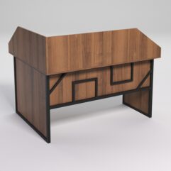 Стол эргономичный офисный СЭ-14 (правосторонний) с экраном СТРОНГ в стиле ЛОФТ декор №4, Орех