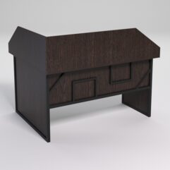 Стол эргономичный офисный СЭ-14 (правосторонний) с экраном СТРОНГ в стиле ЛОФТ декор №4, Дуб Венге