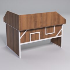 Стол эргономичный офисный СЭ-14 (правосторонний) с экраном СТРОНГ в стиле ЛОФТ декор №4, Орех + металлический каркас Белый