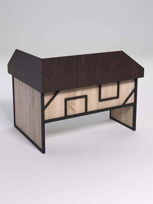 Стол эргономичный офисный СЭ-14 (правосторонний) с экраном СТРОНГ в стиле ЛОФТ декор №4, Дуб Венге и Дуб Сонома