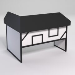 Стол эргономичный офисный СЭ-14 (правосторонний) с экраном СТРОНГ в стиле ЛОФТ декор №4, Черный и Белый