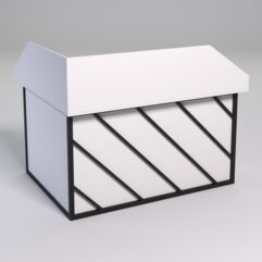 Стол эргономичный офисный СЭ-14А (правосторонний) с экраном СТРОНГ в стиле ЛОФТ декор №2, Белый