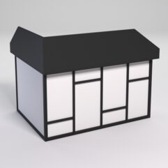 Стол эргономичный офисный СЭ-14А (правосторонний) с экраном СТРОНГ в стиле ЛОФТ декор №3, Черный и Белый