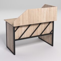 Стол эргономичный офисный СЭ-15 (левосторонний) с экраном СТРОНГ в стиле ЛОФТ декор №2, Дуб Сонома