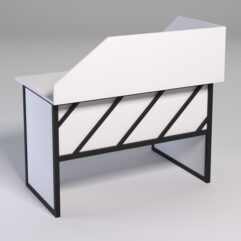 Стол эргономичный офисный СЭ-15 (левосторонний) с экраном СТРОНГ в стиле ЛОФТ декор №2, Белый