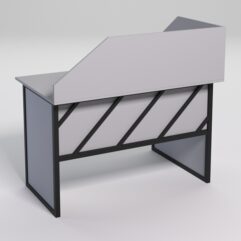 Стол эргономичный офисный СЭ-15 (левосторонний) с экраном СТРОНГ в стиле ЛОФТ декор №2, Серый