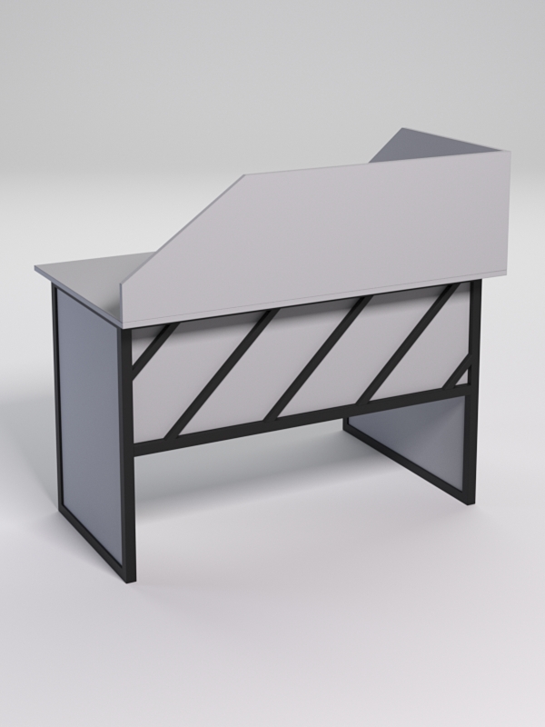 Стол эргономичный офисный СЭ-15 (левосторонний) с экраном СТРОНГ в стиле ЛОФТ декор №2, Серый