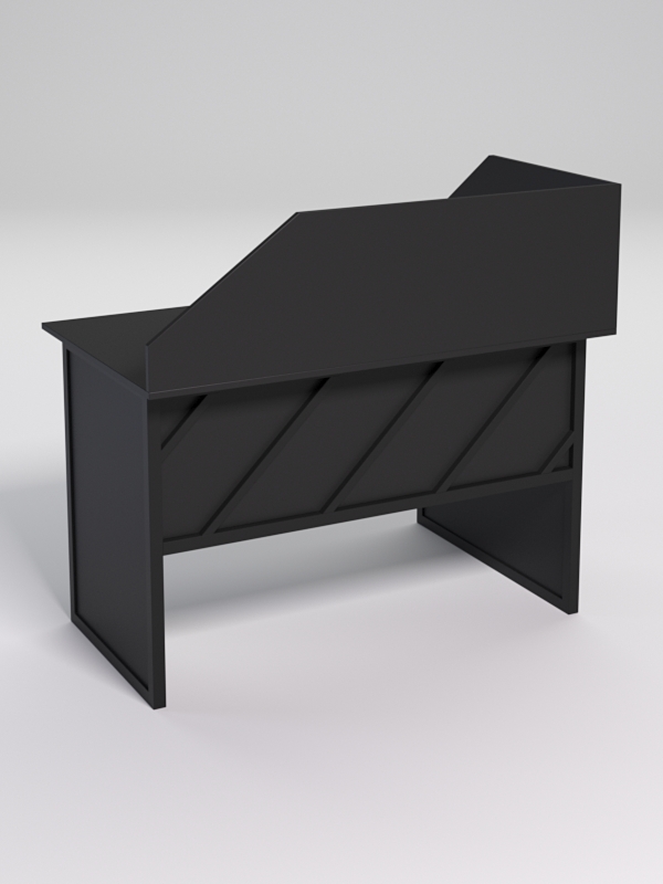 Стол эргономичный офисный СЭ-15 (левосторонний) с экраном СТРОНГ в стиле ЛОФТ декор №2, Черный