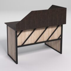 Стол эргономичный офисный СЭ-15 (левосторонний) с экраном СТРОНГ в стиле ЛОФТ декор №2, Дуб Венге и Дуб Сонома