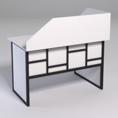 Стол эргономичный офисный СЭ-15 (левосторонний) с экраном СТРОНГ в стиле ЛОФТ декор №3, Белый