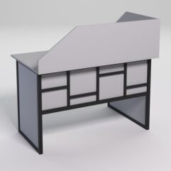 Стол эргономичный офисный СЭ-15 (левосторонний) с экраном СТРОНГ в стиле ЛОФТ декор №3, Серый