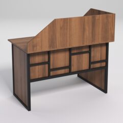 Стол эргономичный офисный СЭ-15 (левосторонний) с экраном СТРОНГ в стиле ЛОФТ декор №3, Орех