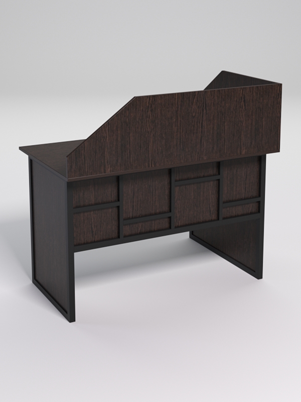 Стол эргономичный офисный СЭ-15 (левосторонний) с экраном СТРОНГ в стиле ЛОФТ декор №3, Дуб Венге