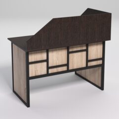 Стол эргономичный офисный СЭ-15 (левосторонний) с экраном СТРОНГ в стиле ЛОФТ декор №3, Дуб Венге и Дуб Сонома