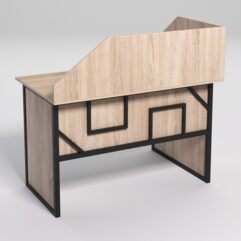 Стол эргономичный офисный СЭ-15 (левосторонний) с экраном СТРОНГ в стиле ЛОФТ декор №4, Дуб Сонома