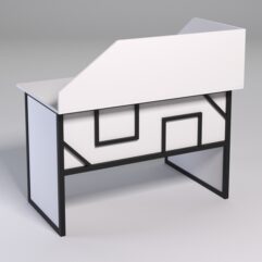 Стол эргономичный офисный СЭ-15 (левосторонний) с экраном СТРОНГ в стиле ЛОФТ декор №4, Белый