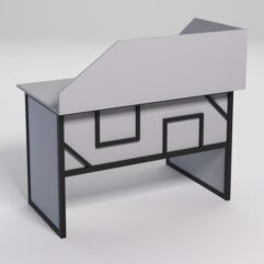 Стол эргономичный офисный СЭ-15 (левосторонний) с экраном СТРОНГ в стиле ЛОФТ декор №4, Серый