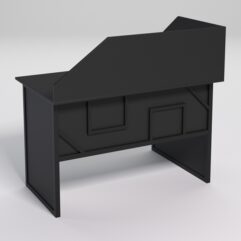 Стол эргономичный офисный СЭ-15 (левосторонний) с экраном СТРОНГ в стиле ЛОФТ декор №4, Черный