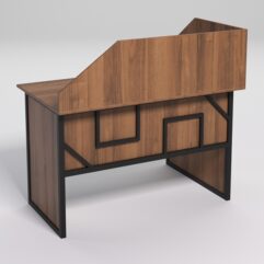 Стол эргономичный офисный СЭ-15 (левосторонний) с экраном СТРОНГ в стиле ЛОФТ декор №4, Орех