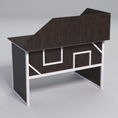 Стол эргономичный офисный СЭ-15 (левосторонний) с экраном СТРОНГ в стиле ЛОФТ декор №4, Дуб Венге + металлический каркас Белый