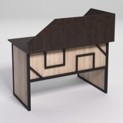 Стол эргономичный офисный СЭ-15 (левосторонний) с экраном СТРОНГ в стиле ЛОФТ декор №4, Дуб Венге и Дуб Сонома