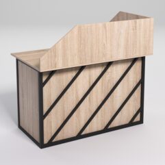 Стол эргономичный офисный СЭ-15А (левосторонний) с экраном СТРОНГ в стиле ЛОФТ декор №2, Дуб Сонома