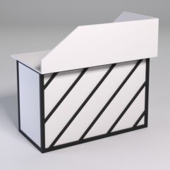 Стол эргономичный офисный СЭ-15А (левосторонний) с экраном СТРОНГ в стиле ЛОФТ декор №2, Белый