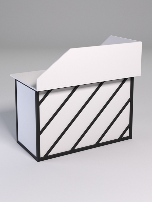 Стол эргономичный офисный СЭ-15А (левосторонний) с экраном СТРОНГ в стиле ЛОФТ декор №2, Белый