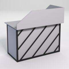 Стол эргономичный офисный СЭ-15А (левосторонний) с экраном СТРОНГ в стиле ЛОФТ декор №2, Серый