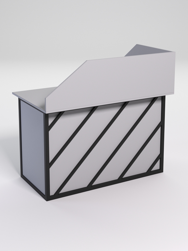 Стол эргономичный офисный СЭ-15А (левосторонний) с экраном СТРОНГ в стиле ЛОФТ декор №2, Серый