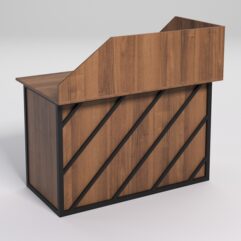 Стол эргономичный офисный СЭ-15А (левосторонний) с экраном СТРОНГ в стиле ЛОФТ декор №2, Орех