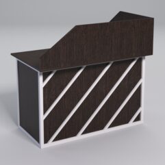 Стол эргономичный офисный СЭ-15А (левосторонний) с экраном СТРОНГ в стиле ЛОФТ декор №2, Дуб Венге + металлический каркас Белый