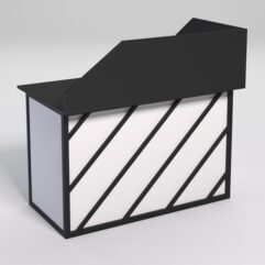 Стол эргономичный офисный СЭ-15А (левосторонний) с экраном СТРОНГ в стиле ЛОФТ декор №2, Черный и Белый