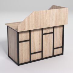 Стол эргономичный офисный СЭ-15А (левосторонний) с экраном СТРОНГ в стиле ЛОФТ декор №3, Дуб Сонома