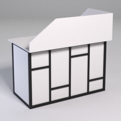 Стол эргономичный офисный СЭ-15А (левосторонний) с экраном СТРОНГ в стиле ЛОФТ декор №3, Белый