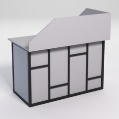 Стол эргономичный офисный СЭ-15А (левосторонний) с экраном СТРОНГ в стиле ЛОФТ декор №3, Серый