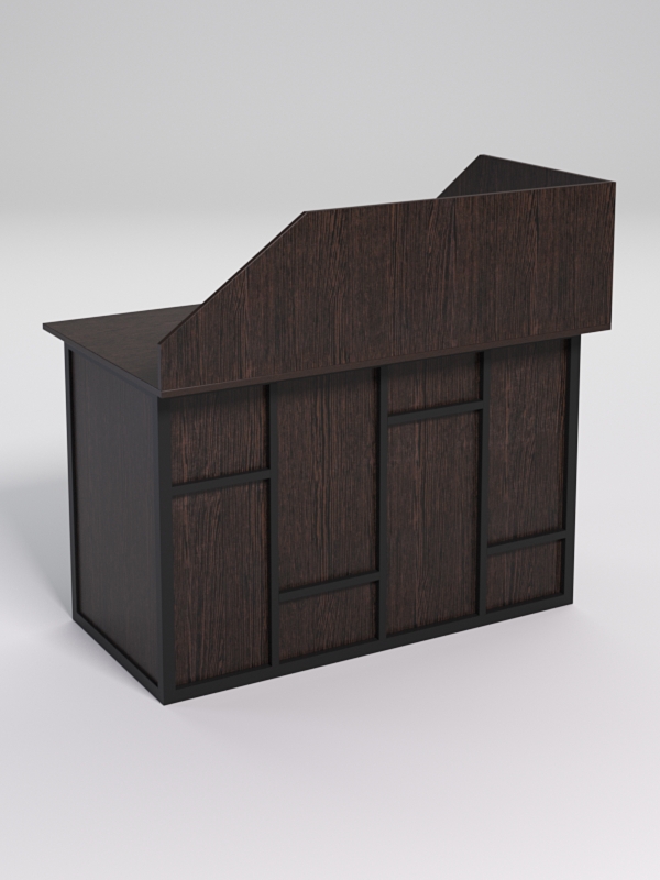 Стол эргономичный офисный СЭ-15А (левосторонний) с экраном СТРОНГ в стиле ЛОФТ декор №3, Дуб Венге