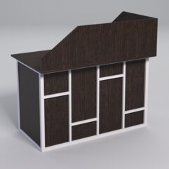 Стол эргономичный офисный СЭ-15А (левосторонний) с экраном СТРОНГ в стиле ЛОФТ декор №3, Дуб Венге + металлический каркас Белый