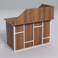 Стол эргономичный офисный СЭ-15А (левосторонний) с экраном СТРОНГ в стиле ЛОФТ декор №3, Орех + металлический каркас Белый