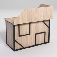 Стол эргономичный офисный СЭ-15А (левосторонний) с экраном СТРОНГ в стиле ЛОФТ декор №4, Дуб Сонома