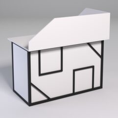 Стол эргономичный офисный СЭ-15А (левосторонний) с экраном СТРОНГ в стиле ЛОФТ декор №4, Белый